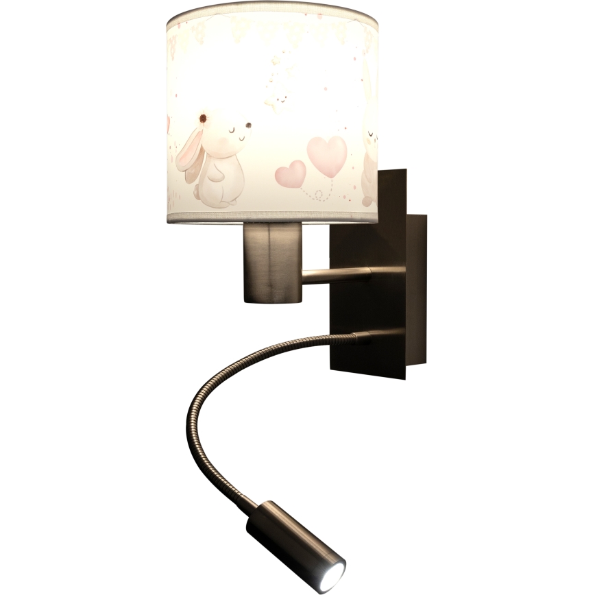 Brilagi - LED-es gyerek rugalmas fali lámpa BOBO 1xE27/25W/230V + LED/3W matt króm/krémszínű/nyuszik