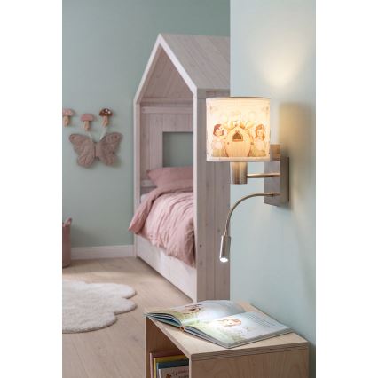 Brilagi - LED gyermek hajlítható fali lámpa BOBO 1xE27/25W/230V + LED/3W matt króm/fehér/rózsaszín/tündéres