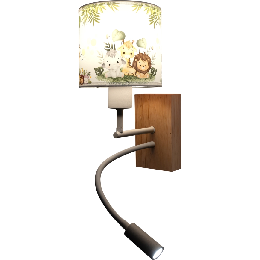 Brilagi - BOBO WOOD LED rugalmas gyermek fali lámpa 1xE27/25W/230V + LED/3W tölgy/fehér/zöld/dzsungel
