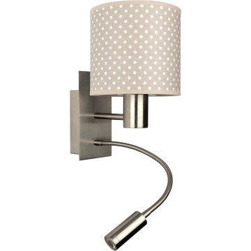 Brilagi - LED flexibilis fali lámpa BOBO 1xE27/25W/230V + LED/3W matt króm/bézs/pöttyös