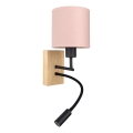 Brilagi - LED flexibilis fali lámpa BOBO WOOD 1xE27/25W/230V + LED/3W tölgy/fekete/rózsaszín