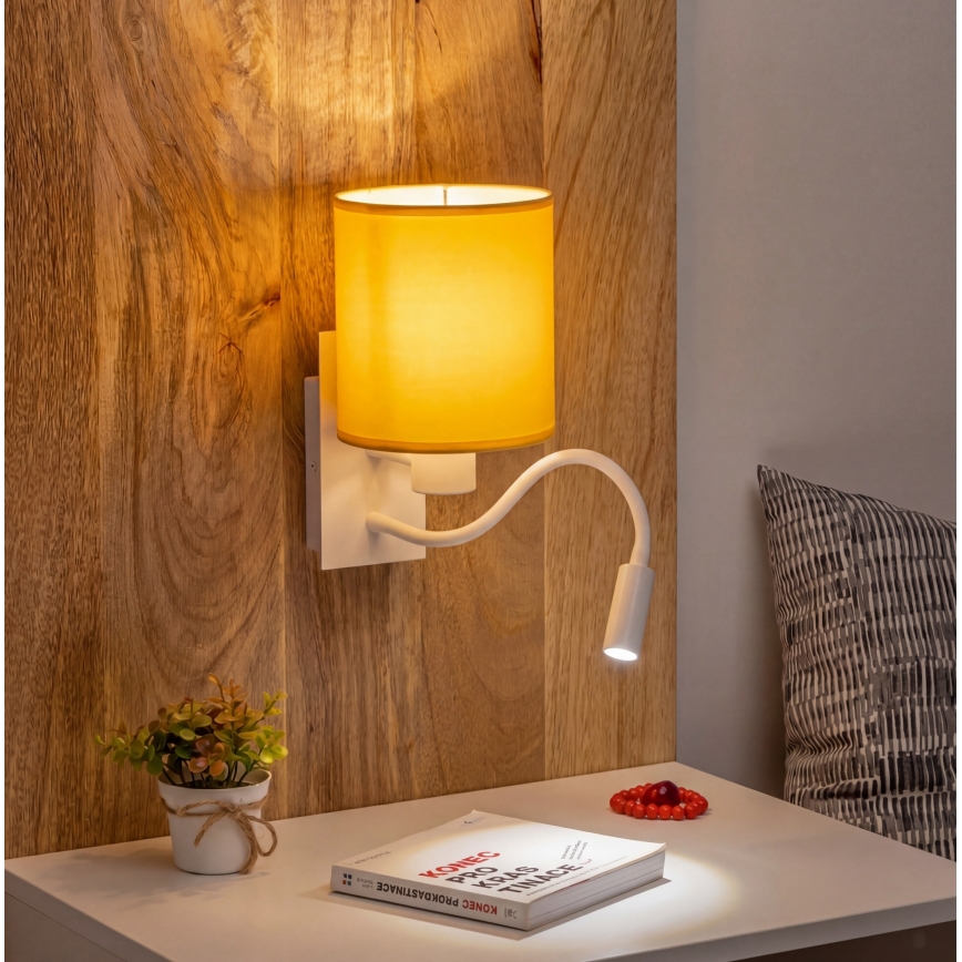Brilagi - LED flexibilis fali lámpa NUBILA 1xE27/25W/230V + LED/3W fehér/sárga