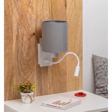 Brilagi - LED flexibilis fali lámpa NUBILA 1xE27/25W/230V + LED/3W fehér/világosszürke