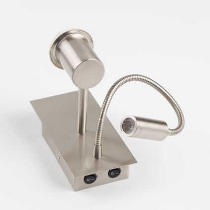 Brilagi - LED flexibilis fali lámpa NUBILA 1xE27/25W/230V + LED/3W matt króm/sárga