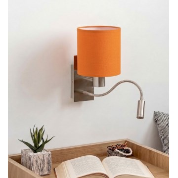Brilagi - LED flexibilis fali lámpa NUBILA 1xE27/25W/230V + LED/3W matt króm/narancssárga