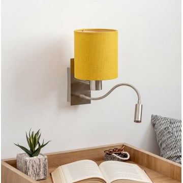 Brilagi - LED flexibilis fali lámpa NUBILA 1xE27/25W/230V + LED/3W matt króm/sárga