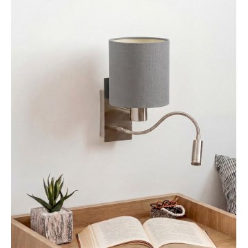 Brilagi - LED flexibilis fali lámpa NUBILA 1xE27/25W/230V + LED/3W matt króm/világosszürke
