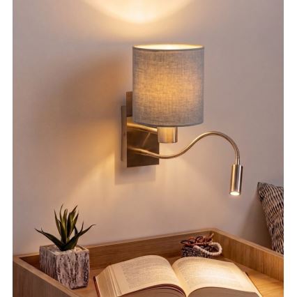 Brilagi - LED flexibilis fali lámpa NUBILA 1xE27/25W/230V + LED/3W matt króm/világosszürke