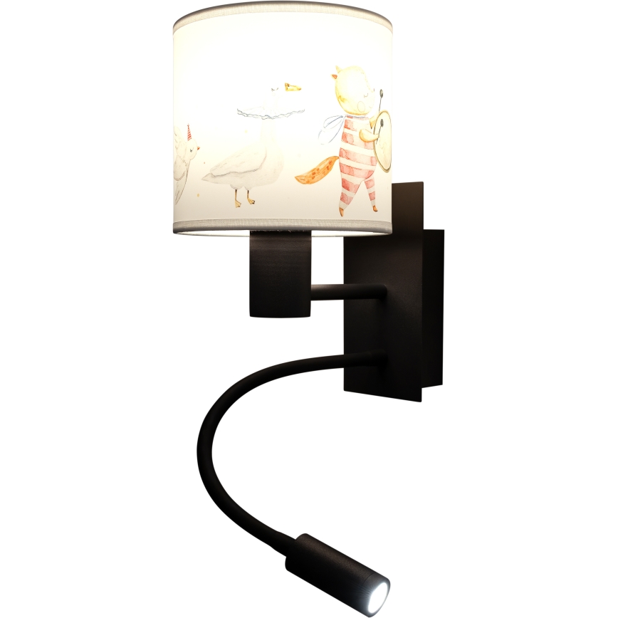 Brilagi - LED gyerek hajlítható fali lámpa BOBO 1xE27/25W/230V + LED/3W fekete/fehér/állatmintás