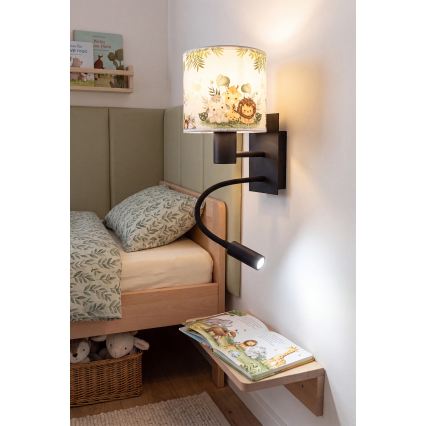 Brilagi - LED rugalmas gyermek fali lámpa BOBO 1xE27/25W/230V + LED/3W fekete/fehér/zöld/dzsungel