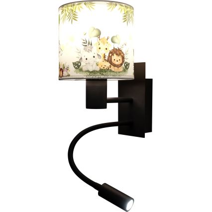 Brilagi - LED rugalmas gyermek fali lámpa BOBO 1xE27/25W/230V + LED/3W fekete/fehér/zöld/dzsungel
