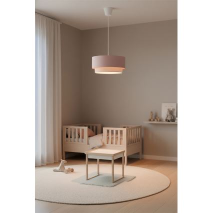 Brilagi - LED függeszték kábelen BOHO BOBO 1xE27/60W/230V átm. 40 cm rózsaszín/krémszínű
