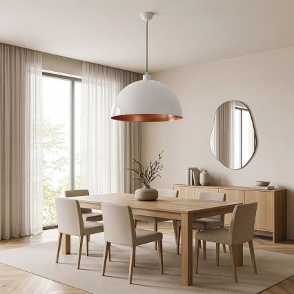 Brilagi - LED függeszték kábelen METALO 1xE27/40W/230V Ø 60 cm fehér/rézszínű