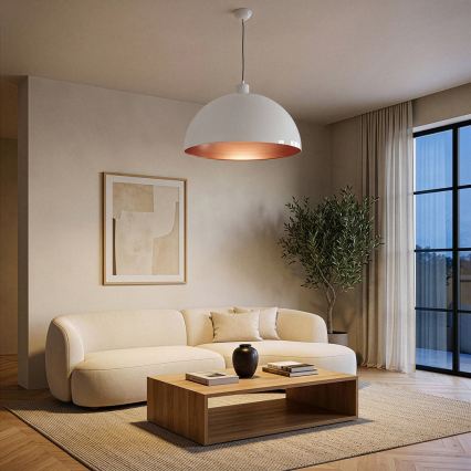 Brilagi - LED függeszték kábelen METALO 1xE27/40W/230V Ø 60 cm fehér/rézszínű