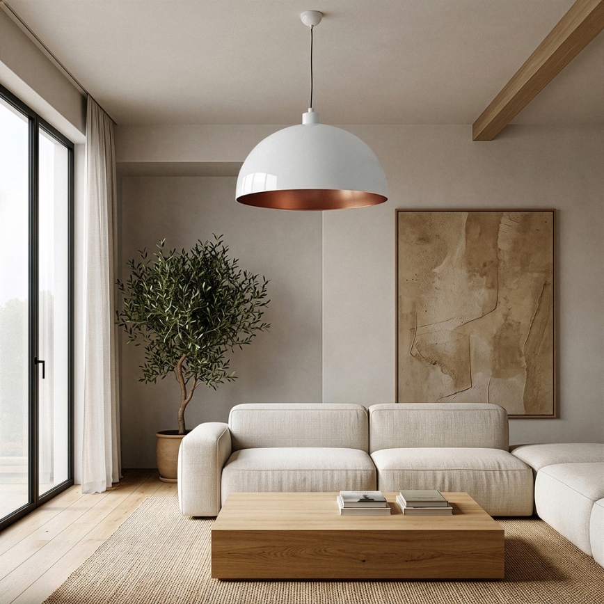 Brilagi - LED függeszték kábelen METALO 1xE27/40W/230V Ø 60 cm fehér/rézszínű