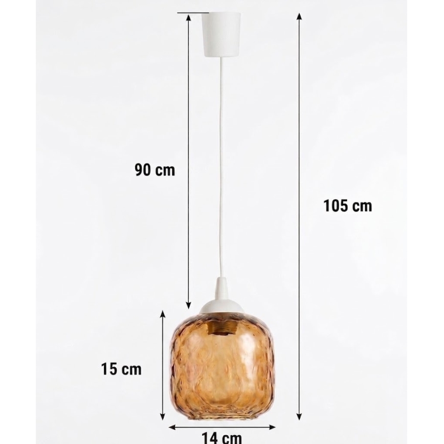 Brilagi - kábelen függesztett LED csillár RETRO GLASS 1xE27/60W/230V Ø 14 cm fehér/füstös barna