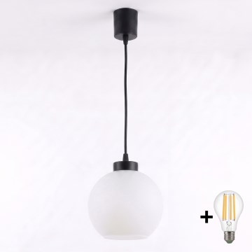 Brilagi - LED függeszték kábelen RETRO GLASS 1xE27/60W/230V átm. 15 cm fekete/fehér