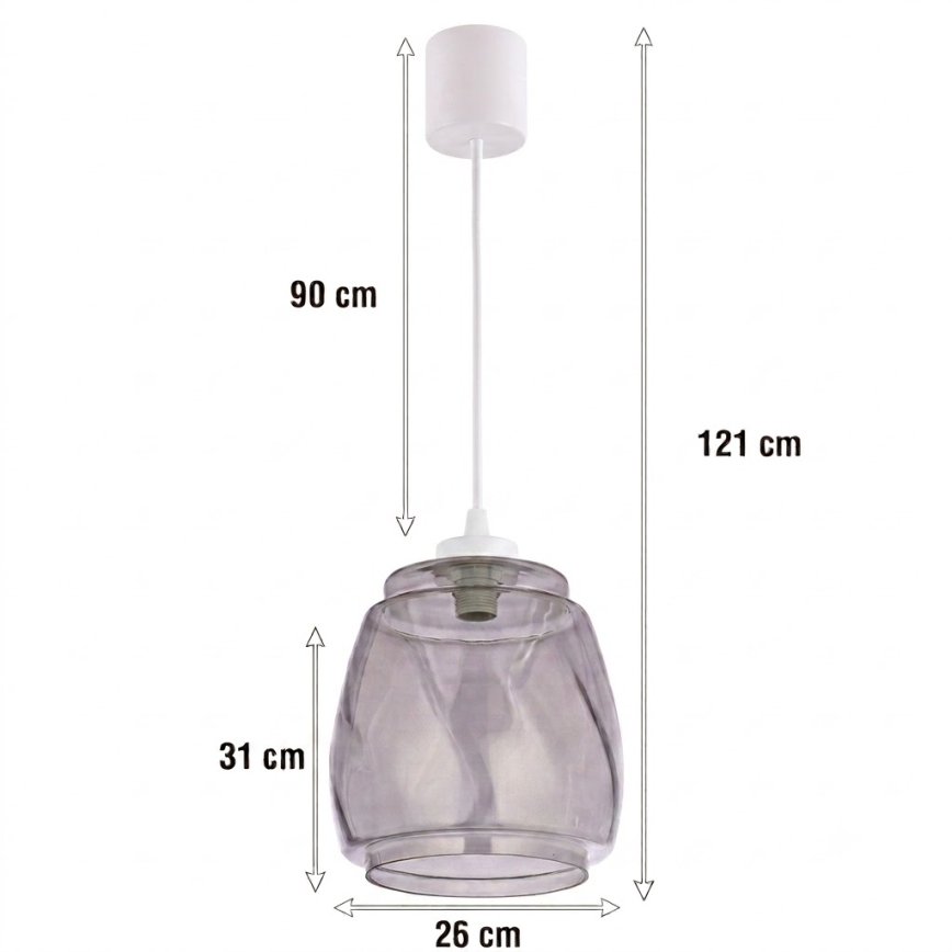 Brilagi - LED csillár kábelen RETRO GLASS 1xE27/60W/230V átmérő 26 cm fehér/füstszürke