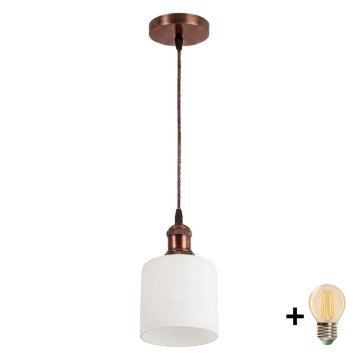Brilagi - LED függeszték kábelen RETRO GLASS 1xE27/60W/230V Ø 13 cm réz/fehér