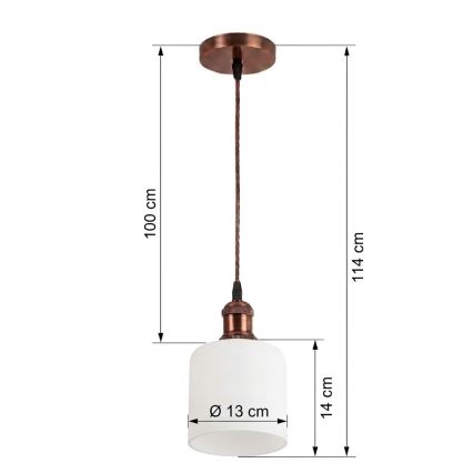 Brilagi - LED függeszték kábelen RETRO GLASS 1xE27/60W/230V Ø 13 cm réz/fehér