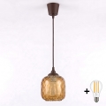 Brilagi - LED függeszték kábelen RETRO GLASS 1xE27/60W/230V Ø 14 cm barna/füstbarna