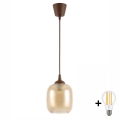 Brilagi - LED függeszték kábelen RETRO GLASS 1xE27/60W/230V Ø 14 cm barna/füstös barna