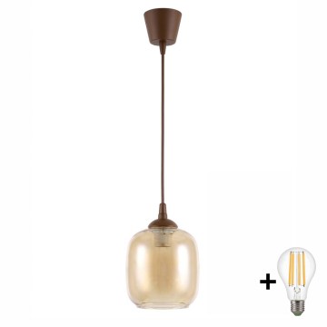 Brilagi - LED függeszték kábelen RETRO GLASS 1xE27/60W/230V Ø 14 cm barna/füstös barna