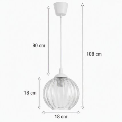 Brilagi - LED függeszték kábelen RETRO GLASS 1xE27/60W/230V Ø 18 cm fehér/átlátszó