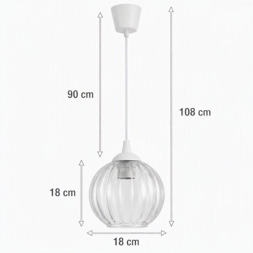 Brilagi - LED függeszték kábelen RETRO GLASS 1xE27/60W/230V Ø 18 cm fehér/átlátszó