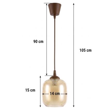 Brilagi - LED függeszték kábelen RETRO GLASS 1xE27/60W/230V Ø 14 cm barna/füstös barna