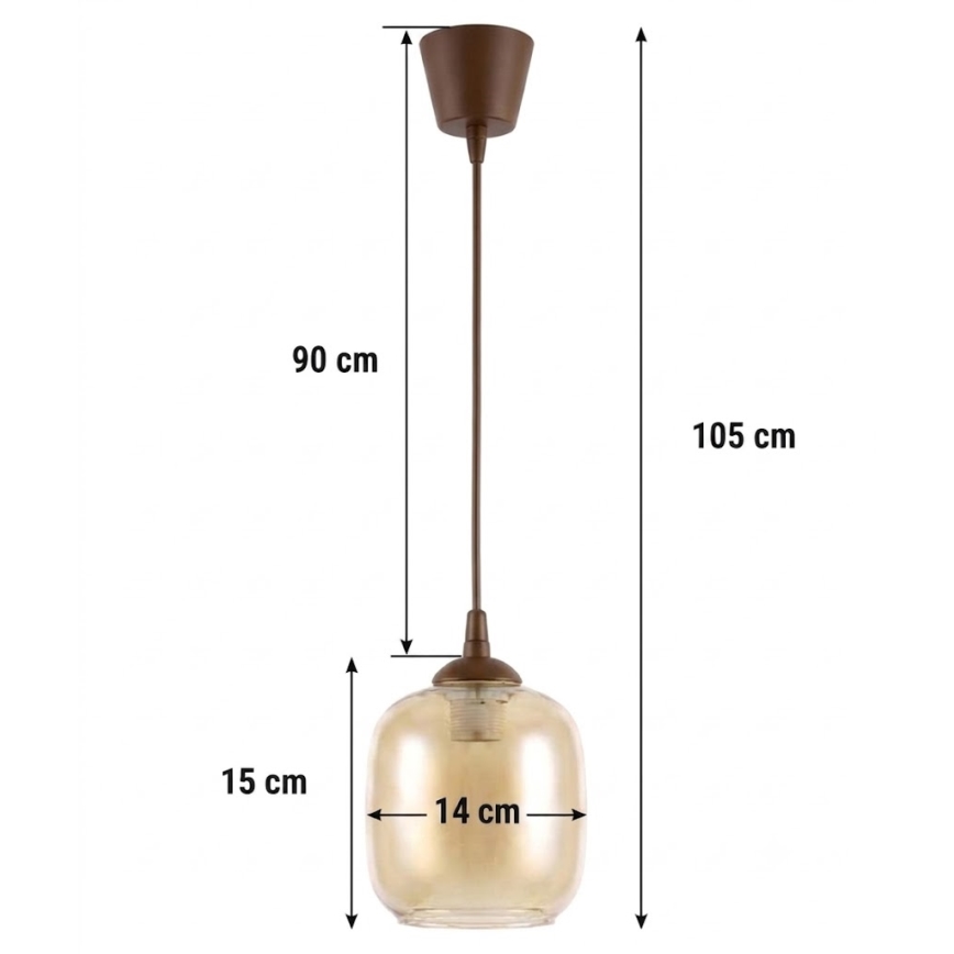 Brilagi - LED függeszték kábelen RETRO GLASS 1xE27/60W/230V Ø 14 cm barna/füstös barna