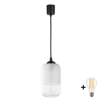 Brilagi - LED függeszték kábellel RETRO GLASS 1xE27/60W/230V átm. 14 cm fekete/fehér