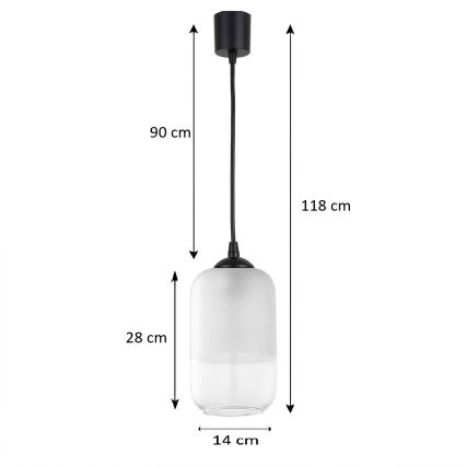 Brilagi - LED függeszték kábellel RETRO GLASS 1xE27/60W/230V átm. 14 cm fekete/fehér