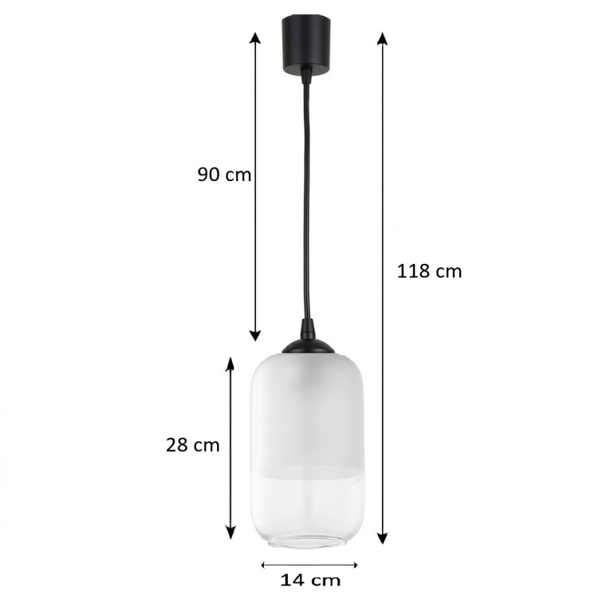 Brilagi - LED függeszték kábellel RETRO GLASS 1xE27/60W/230V átm. 14 cm fekete/fehér