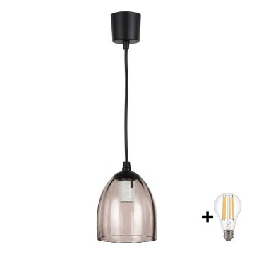 Brilagi - LED függeszték kábellel RETRO GLASS 1xE27/60W/230V átm. 17 cm fekete/füstös bézs