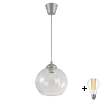 Brilagi - LED függeszték kábellel RETRO GLASS 1xE27/60W/230V átm. 25 cm ezüst/átlátszó