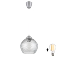 Brilagi - LED függeszték kábellel RETRO GLASS 1xE27/60W/230V átm. 25 cm ezüst/füstszürke