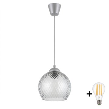 Brilagi - LED függeszték kábellel RETRO GLASS 1xE27/60W/230V átm. 25 cm ezüst/füstszürke
