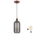 Brilagi - LED függeszték kábellel RETRO GLASS 1xE27/60W/230V átmérő 14 cm rézszínű/füstszürke