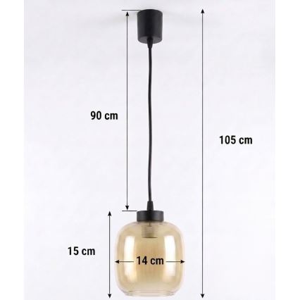 Brilagi - RETRO GLASS LED függeszték kábelen 1xE27/60W/230V átm. 14 cm fekete/füstös barna