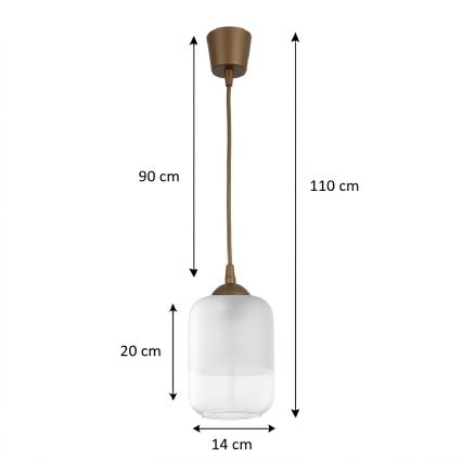 Brilagi - LED függeszték zsinóron RETRO GLASS 1xE27/60W/230V átm. 14 cm barna/fehér