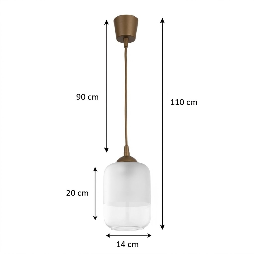 Brilagi - LED függeszték zsinóron RETRO GLASS 1xE27/60W/230V átm. 14 cm barna/fehér