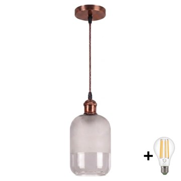 Brilagi - LED függeszték zsinóron RETRO GLASS 1xE27/60W/230V átm. 14 cm rézszínű/fehér