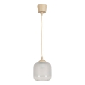 Brilagi - LED függeszték zsinóron RETRO GLASS 1xE27/60W/230V Ø 14 cm bézs/fehér