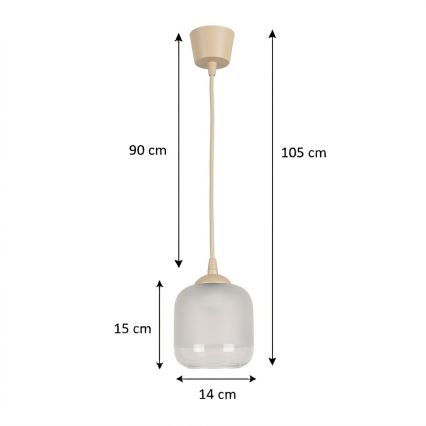 Brilagi - LED függeszték zsinóron RETRO GLASS 1xE27/60W/230V Ø 14 cm bézs/fehér