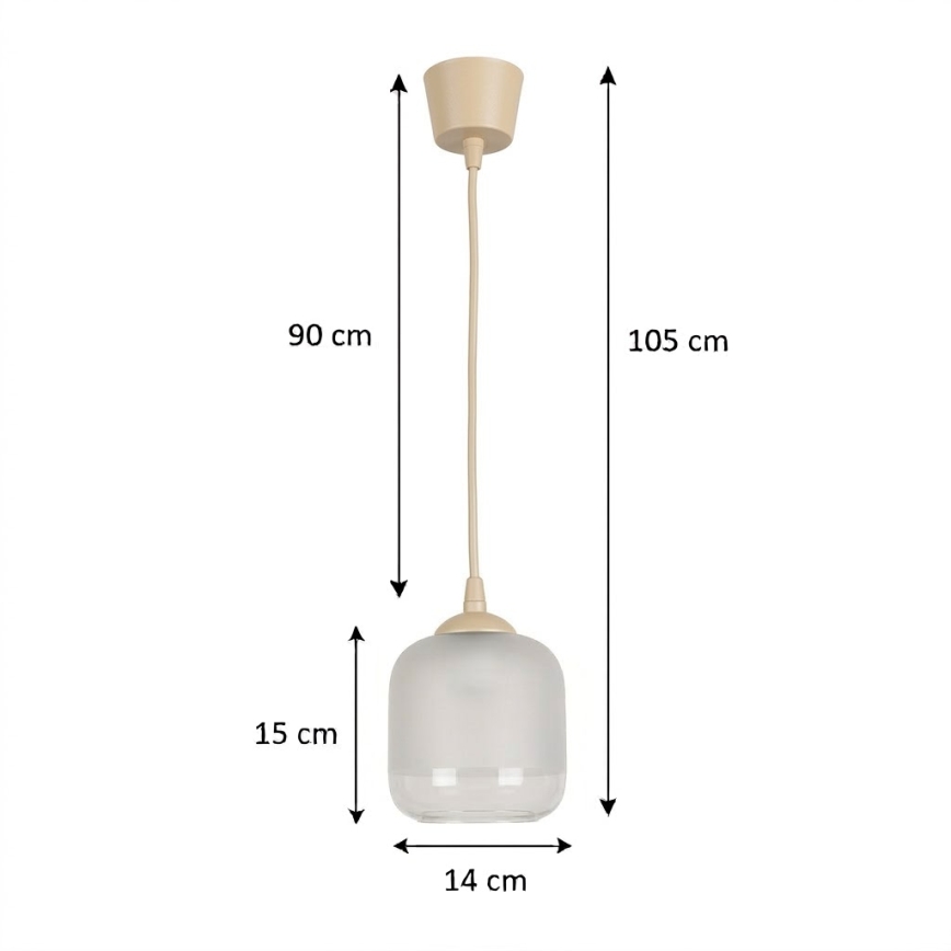 Brilagi - LED függeszték zsinóron RETRO GLASS 1xE27/60W/230V Ø 14 cm bézs/fehér
