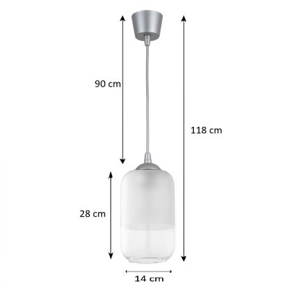 Brilagi - LED függeszték zsinóron RETRO GLASS 1xE27/60W/230V Ø 14 cm ezüst/fehér