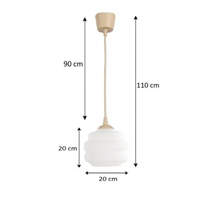 Brilagi - LED függeszték zsinóron RETRO GLASS 1xE27/60W/230V Ø 20 cm bézs/fehér