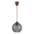 Brilagi - LED függeszték zsinóron RETRO GLASS 1xE27/60W/230V Ø18 cm barna/füstszürke
