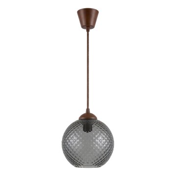Brilagi - LED függeszték zsinóron RETRO GLASS 1xE27/60W/230V Ø18 cm barna/füstszürke